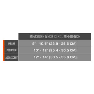 Living Well C-321 KidsLine Soft Foam Cervical Collar Measurement Chart